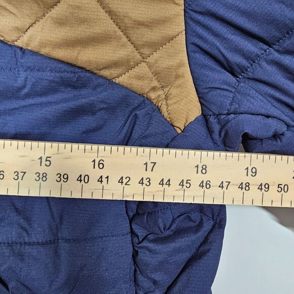 Flylow Quilted Insulated Jacket Men's XL Navy Tan Fill Zip Pockets Colorblock - Picture 13 of 16